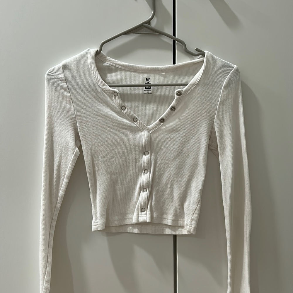 White Cropped Me to We longsleeve
